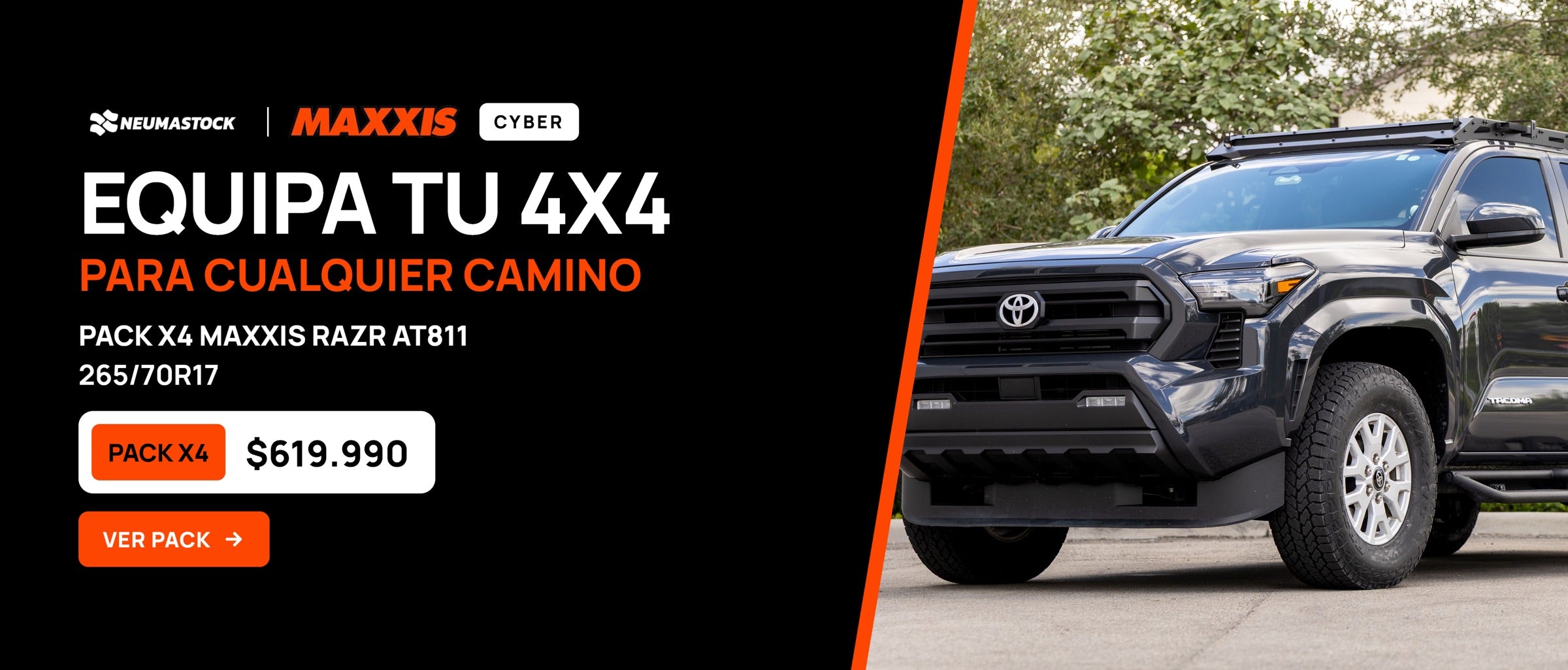 Equipa tu 4x4: pack x4 Maxxis Razr AT811 265/70R17 a $619.990